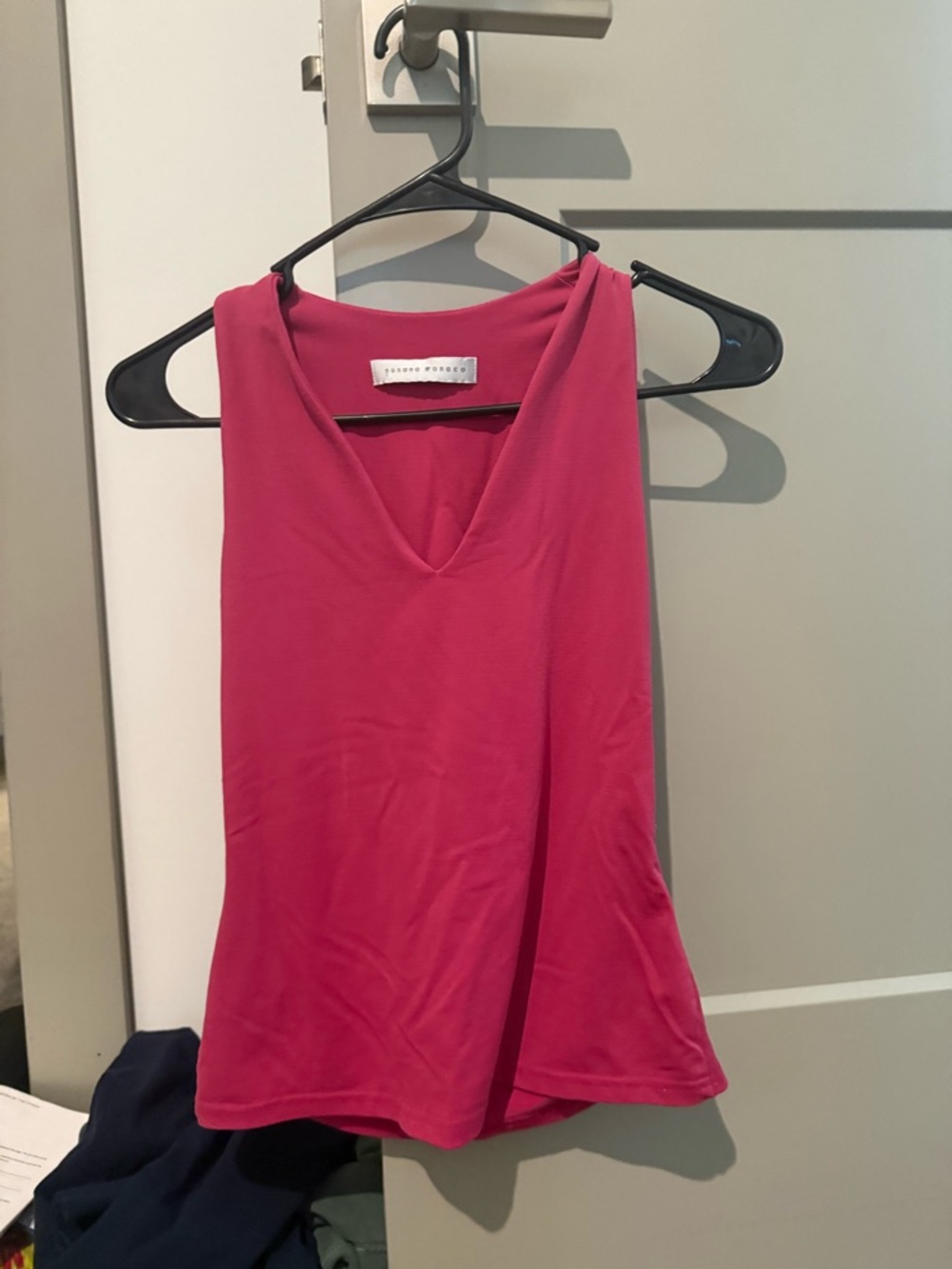 Magenta V-Neck Sleeveless Tank Top